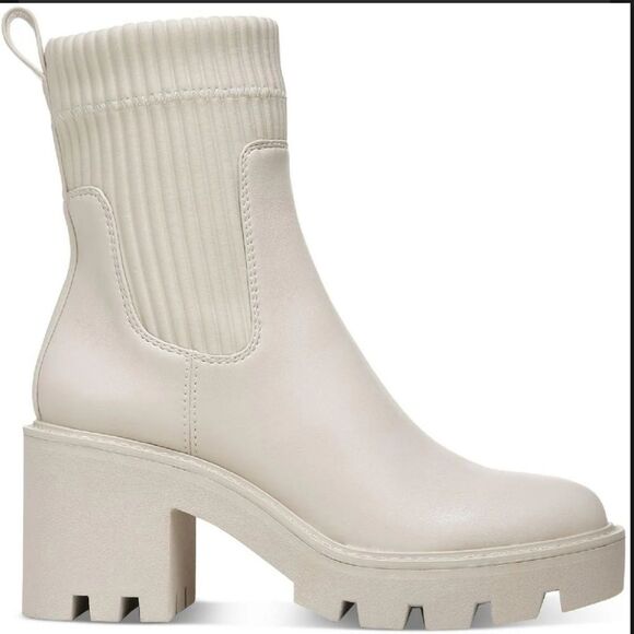 New Bar III Versuz Lug-Sole Booties Cream Combat Zipper 3 Ankle Boots Size 8.5 - Picture 2 of 4